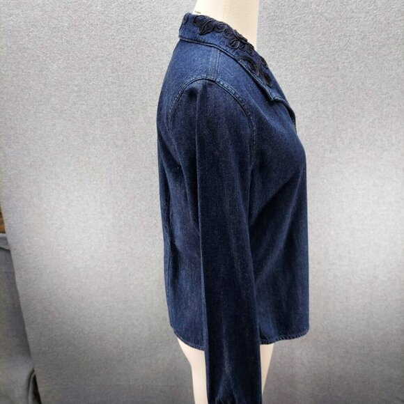 Christopher & Banks Women’s Embroidered Button Long Sleeve Denim Top size S - Picture 6 of 11